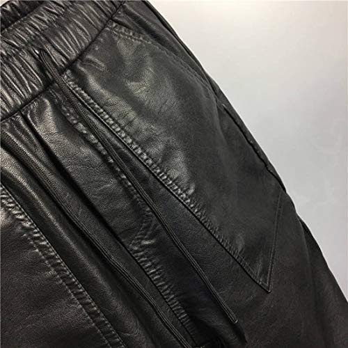 Idopy Men`s Faux Leather Jogger Elastic Waist Drawstring Pu Harem Pants Black/30 #TOP3