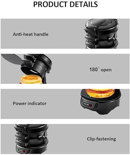 Miniatura 8 de Sandwichera de desayuno y olla de hamburguesas  Sandwichera eléctrica de huevos de 800 W con platos antiadherentes extraíbles, anillo para huevos,