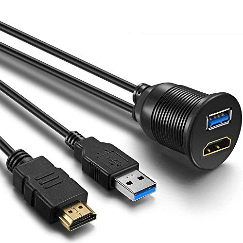 OBVIS – USB3.0 and HDMI Extension Flush Dash Panel Mount Cable for Car Boat Motorcycle (6 Feet) - Thumbnail 4