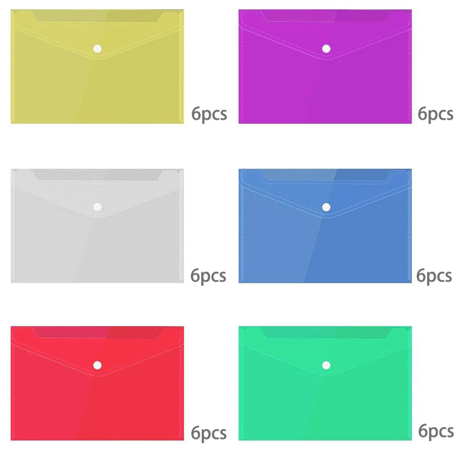 36 Piezas Bolsillos Para Documentos, Carpeta para Documentos Plástico, Bolsillos Para Documentos Transparentes, Carpeta Colorida, para Escuela, Oficina, Hogar y Viajes (A4)