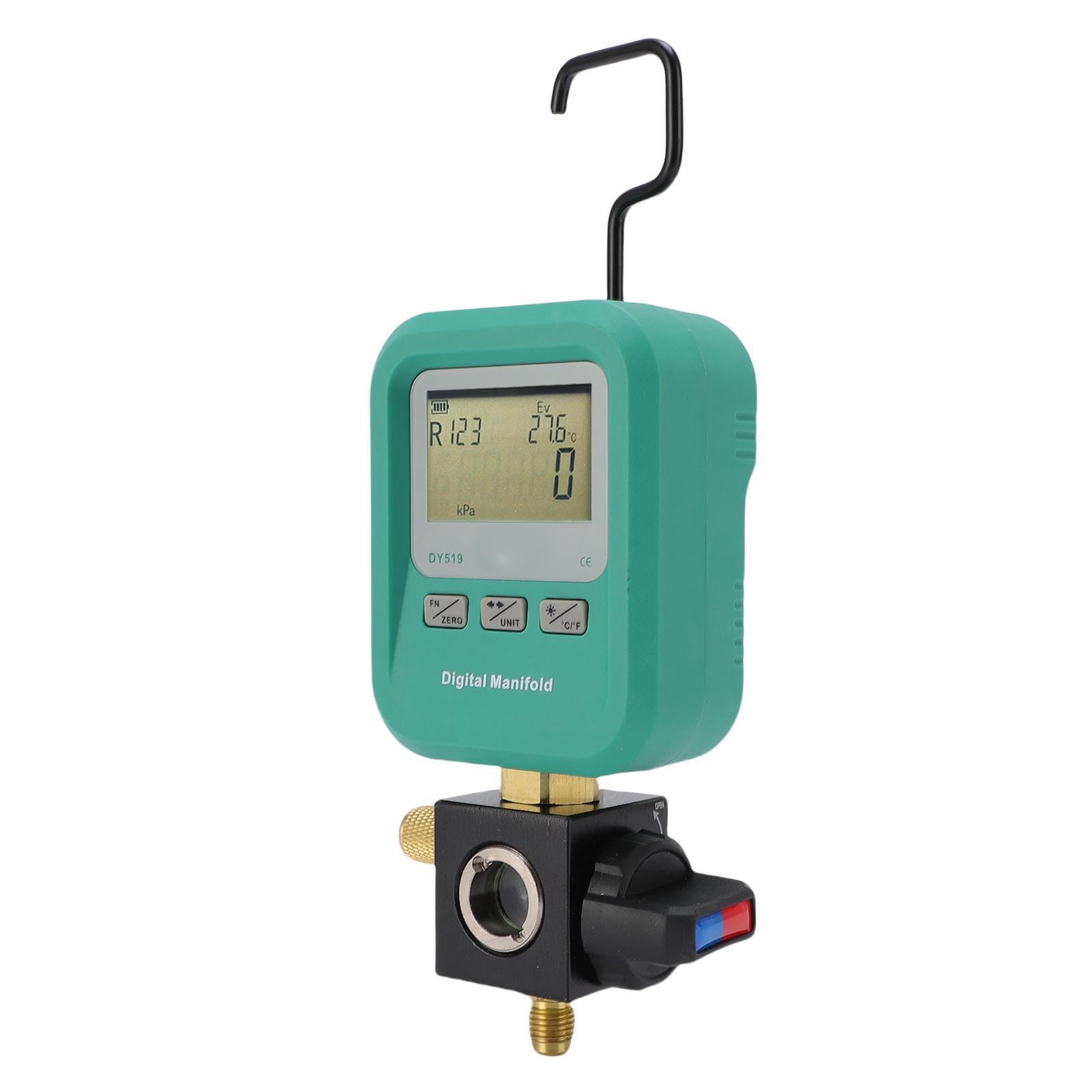GOWENIC Tester Ciśnienia w Chłodnictwie |Cyfrowy Manometr Rozgałęźny z Wlotem 1/4 do R22 R32 R410A R134A HVAC do Wykrywania Podciśnienia i Wycieków