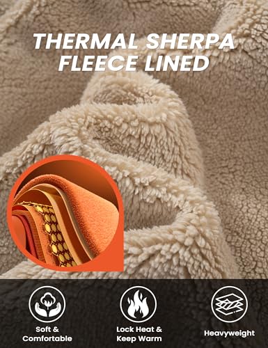 MAGCOMSEN Men's Sherpa Lined Quarter Zip Fleece Heavyweight Pullover Winter Warm Sweatshirts2