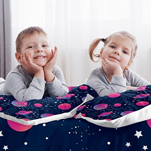 Housse de couette galaxie bleu rose pour s'endormir sous les étoiles