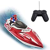 KOLAMAMA Remote Control Boat, RC Boat for Kids&Adults,2.4Ghz 4CH Electric Racing Boat for Pools and Lakes,Kids Boat Toy-Red