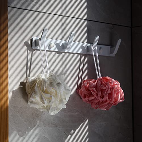 Ninegridisland 4 Hooks White Towel Hooks For Bathrooms Farmhouse White Wall Mounted Hooks For Coat Rack Hooks Adhesive Bath Robe Hooks Stick On Wall Hook Rack Hat Key Hook For Hanging Bath Towel Hook #TOP1