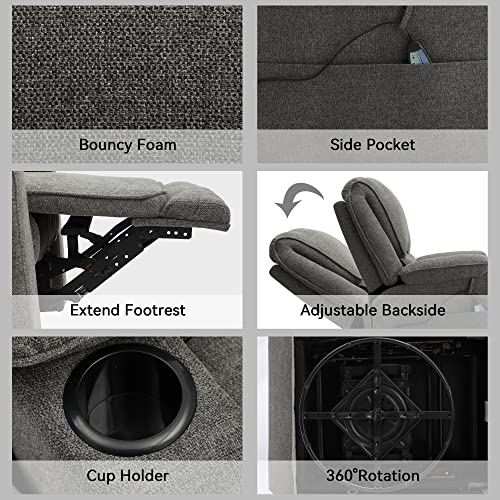 Yoconyo Swivel Rocker Recliner With Massage And Heated Functions, Living Room Chair With Remote Control, Two Cup Holders (Dark Gray) #TOP6