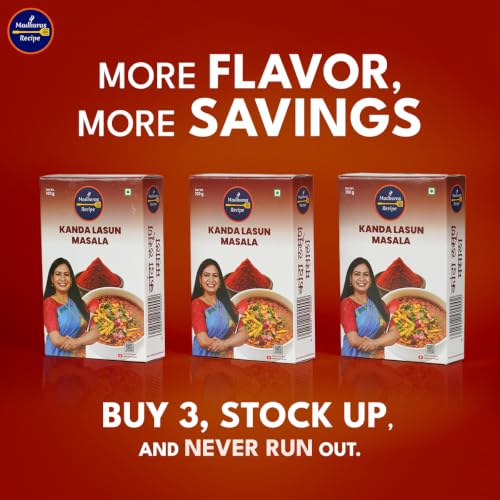 Image of Madhura's Recipe Kanda Lasun Masala | Authentic Maharashtrian Onion Garlic Spice Mix | Perfect for Veg, Chicken, Mutton & Fish Recipes | Pack of 3 x 100g
