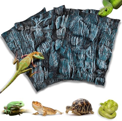 4pcs Rock Terrarium Background,3D Reptile Tank Background Board,A...