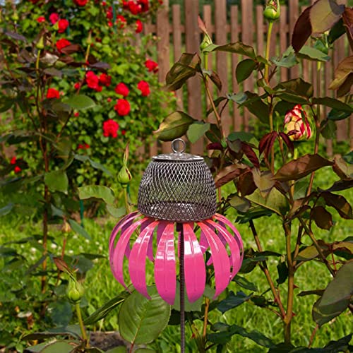 Siledgn Bird Feeder,Outdoor Panorama Wild Bird Feeder,Blueberry Coneflower Standing Bird Feeder,Wild Bird Feeders,Squirrel Proof Hummingbird Feeders,For Outdoor Garden Yard Decoration (Red) #TOP4