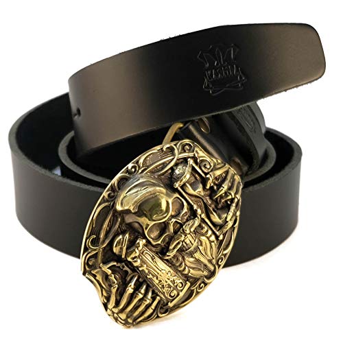 Leather belt with Beer belt buckle, Handmade beer fans gift Beer and Skull solid brass belt buckle on leather belt4