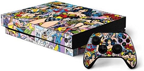 Skinit Decal Gaming Skin Compatible with Xbox One X Console and Controller Bundle - Officially Licensed Warner Bros Wonder Woman Comic Blast Design