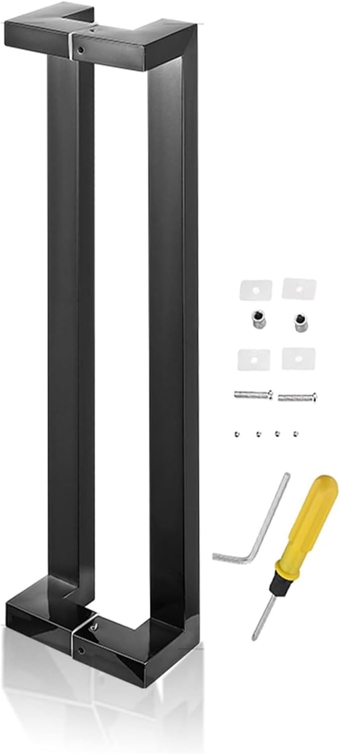 Push Pull Door Handle Door Handle Double Sided, Internal Glass Door Grab Bar for Farmhouse Pantry Entry Shower Fre(Black,Length 120cm(47inch))