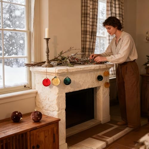 Boules décoratives rustiques effet neige (lot de 15) pour sapin