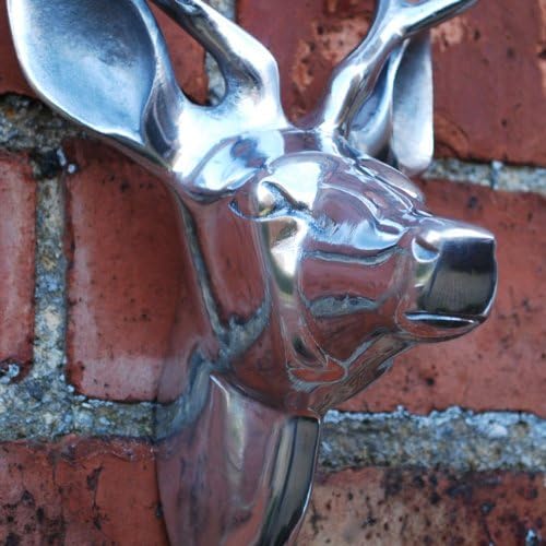 Sifcon Aluminium Wall Mountable Silver Stag Head for Home or Garden