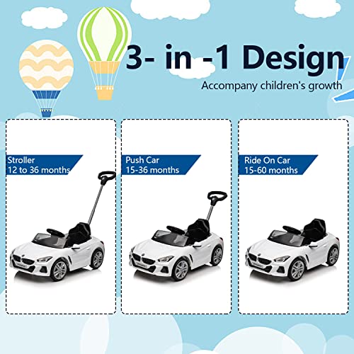 Voupou Push Ride-On Car For Toddlers 1-5, Licensed Bmw Z4 Toddler Push Car With Adjustable Push Rod/Horn Music/Silent Wheel, Push Car For Baby Birthday Gift (White) #TOP2