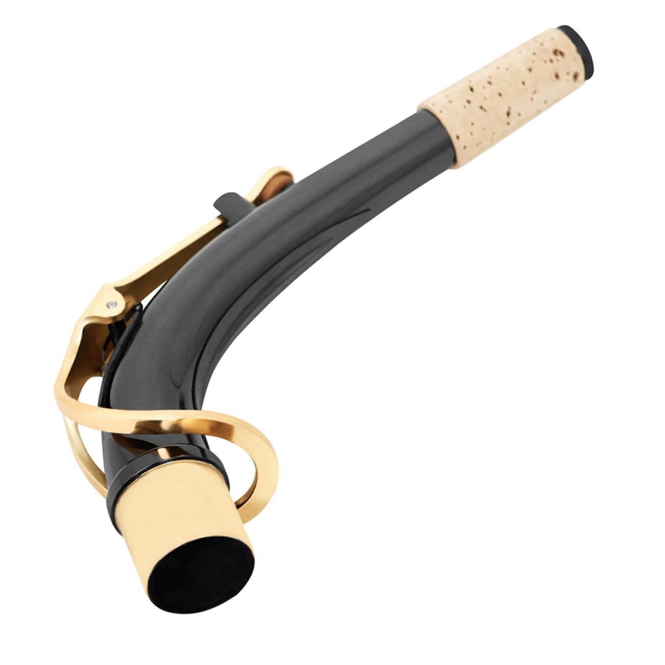 Collo per Sax Contralto in Ottone Placcato Nichel Nero, Ricambio | Parte Curva per Bocchino, Finitura Oro, Superficie Liscia senza Bave, per Studio Musicale