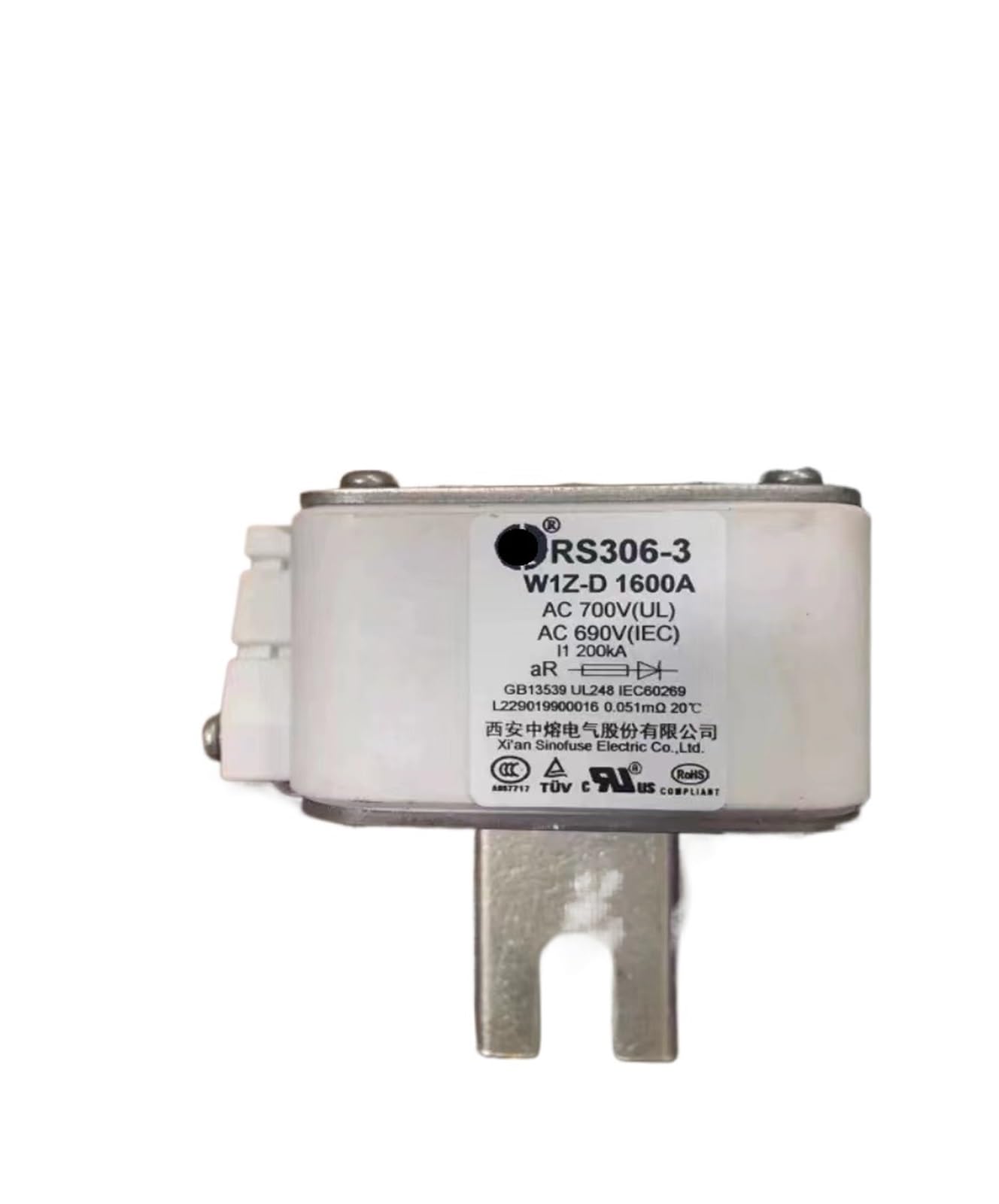 Fusible RS306-3 W1Z-1100A 690V de haute précision pour réseau électrique