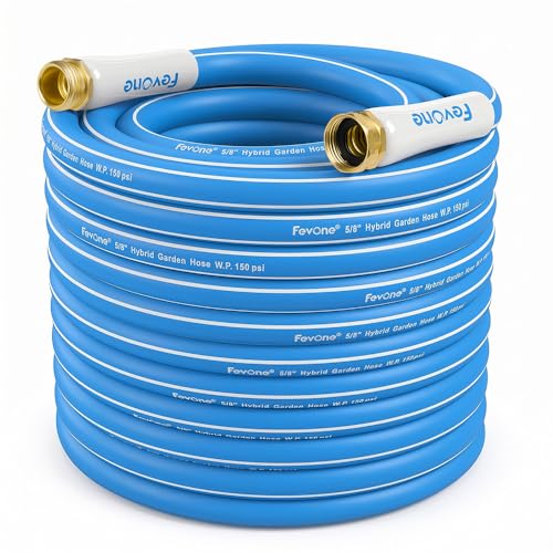 Garden Hose 100 ft, Heavy Duty Water Hose, Kink Free Flexible Garden Hose with 3/4" GHT Solid Brass Fittings, Hybrid Polymer Outdoor Hose, 600 PSI