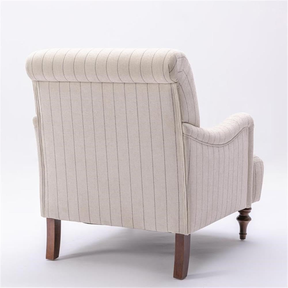 Seville Sea Oat Beige with Charcoal Stripe Polyester Fabric Arm Chair