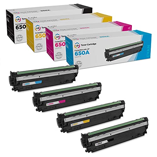 LD Products Remanufactured Toner Cartridge Replacement for HP 650A (Black, Cyan, Magenta, Yellow, 4-Pack) for use in Color LaserJet Enterprise: CP5525, CP5525dn, CP5525n, CP5525xh, M750dn & M750n