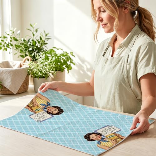 Image of 2 Pcs Funny Housewives Kitchen Towels, Housewarming Gifts Dish Towels | Humorous Pattern Hand Towel Kitchen Decor, Waffle Weave Microfiber Cleaning Cloth Wash Cloths Tea Towel 14 x 24 Inch Set of 2