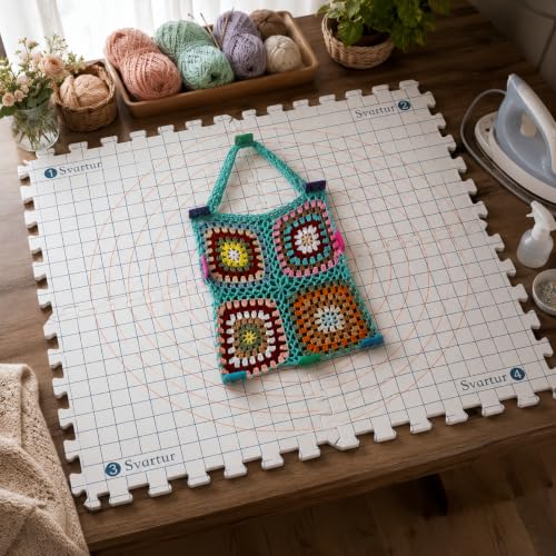 Image of Svartur Blocking Mats for Knitting, 4-Pack with Grid and Circle Markings