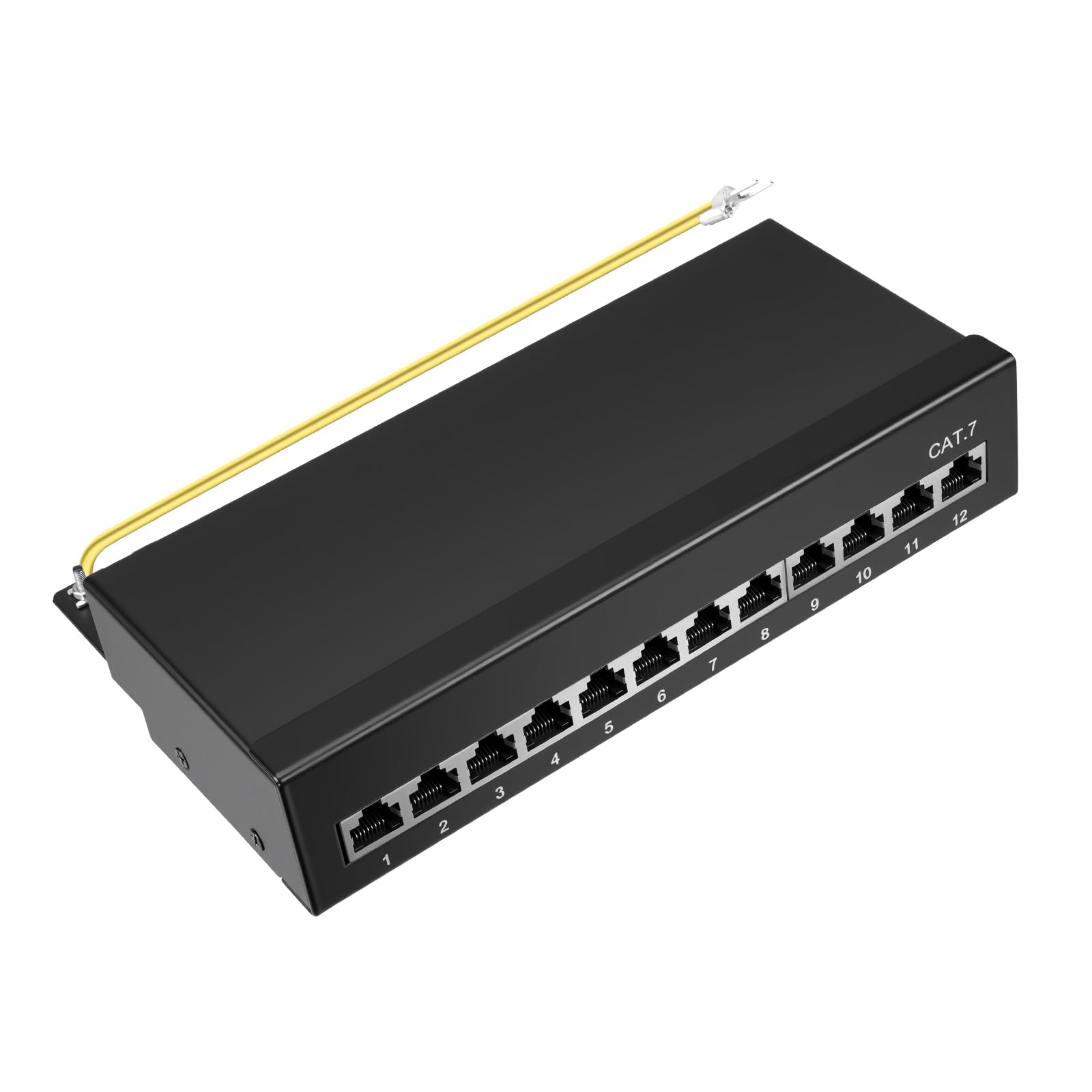 CAT 7 Patchpanel 12 Port Geschirmt (STP) Verteilerfeld，12X Geschirmt RJ45 Buchse - Wandmontage/Desktop,LSA Verteilerfeld für Gigabit-Netzwerk-Switch