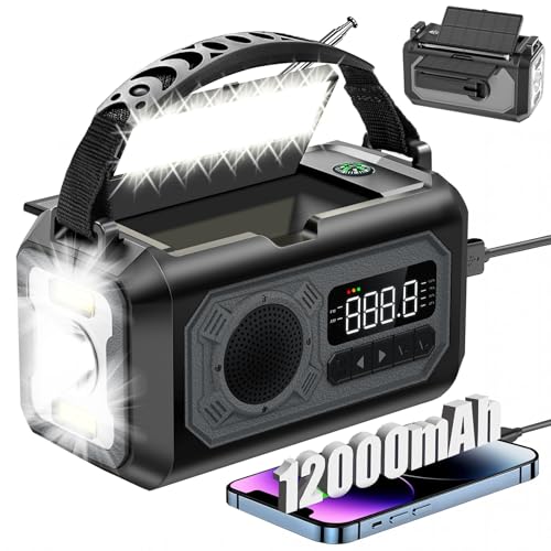 Amazon.co.jp: 【12000mAh電池内蔵】防災ラジオ ソーラー多機能