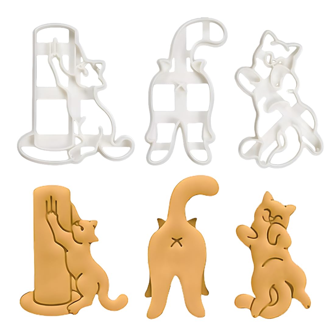Uitsteekvorm kat, uitsteekvormen kat, 6 stuks uitsteekvormpjes