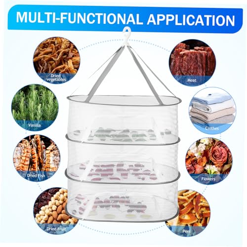 Filet de séchage suspendu à couches pour herbes et vêtements avec panier en maille robuste - 7