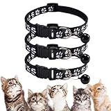 3 Stück Katzenhalsband, Halsband katze, Katzen Halsbänder, Reflektierende Kätzchenhalsbänder mit Glöckchen, Katzen- Und Hundehalsbänder, Verstellbar Kitten Halsband, Personalisiert Haustierzubehör
