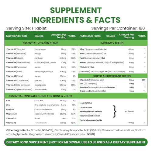 Image of Vlado's Himalayan Organics Immunity Multivitamin Tablet for Men & Women with Probiotic 40+Vital Nutrients and 5 Probiotic blends for Increase Energy & Immunity - Boost stamina, Strength & Muscles and Overall Health I Best Multi vitamin for Men & Women- 180 Veg Tablets