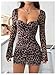 SOLY HUX Women's Leopard Print Long Sleeve Backless Bodycon Mini Dress Music Festival Outfits Clubwear Brown Leopard Small