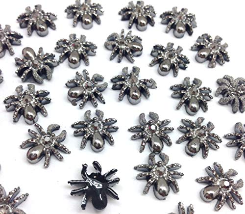 Pepperlonely 30Pc Halloween Gray Spider Charms Resin Flatback Cabochon Diy Flatback Scrapbooking Embellishment Decoration Craft Making, 13Mm #TOP1