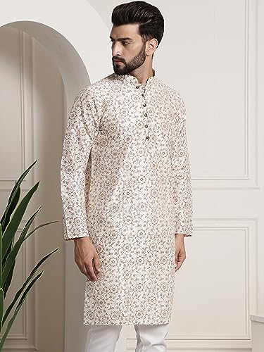 Image of SOJANYA Men's Silk Blend Kurta with Paisley Design