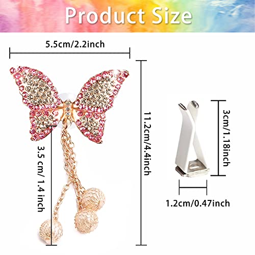 Image of 2 Pieces Butterfly Air Vent Clips Bling Car Aromatherapy Vent Clips Butterfly Car Freshener Perfume Clip for Girls Women Car Interior Decoration Accessories with Dry Fragrance Pads, Pink and Purple