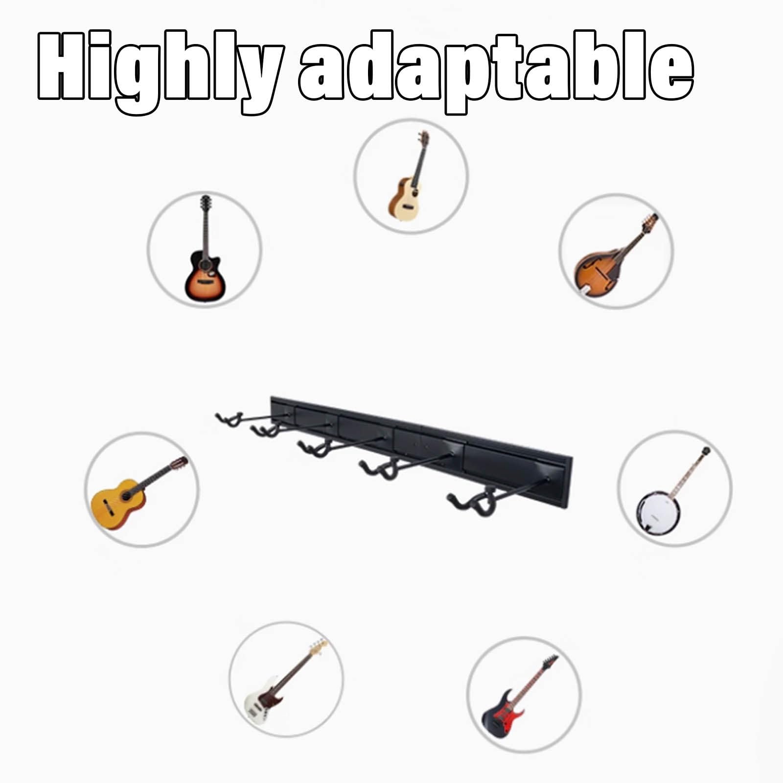 Billg Soporte Pared Guitarra Electrica, Ajustable Gancho Hanger Exhibición, Accesorios Guitarra para Clásica/Acústica/Guitarra Eléctrica, Mandolina y Bajo,Base de Madera