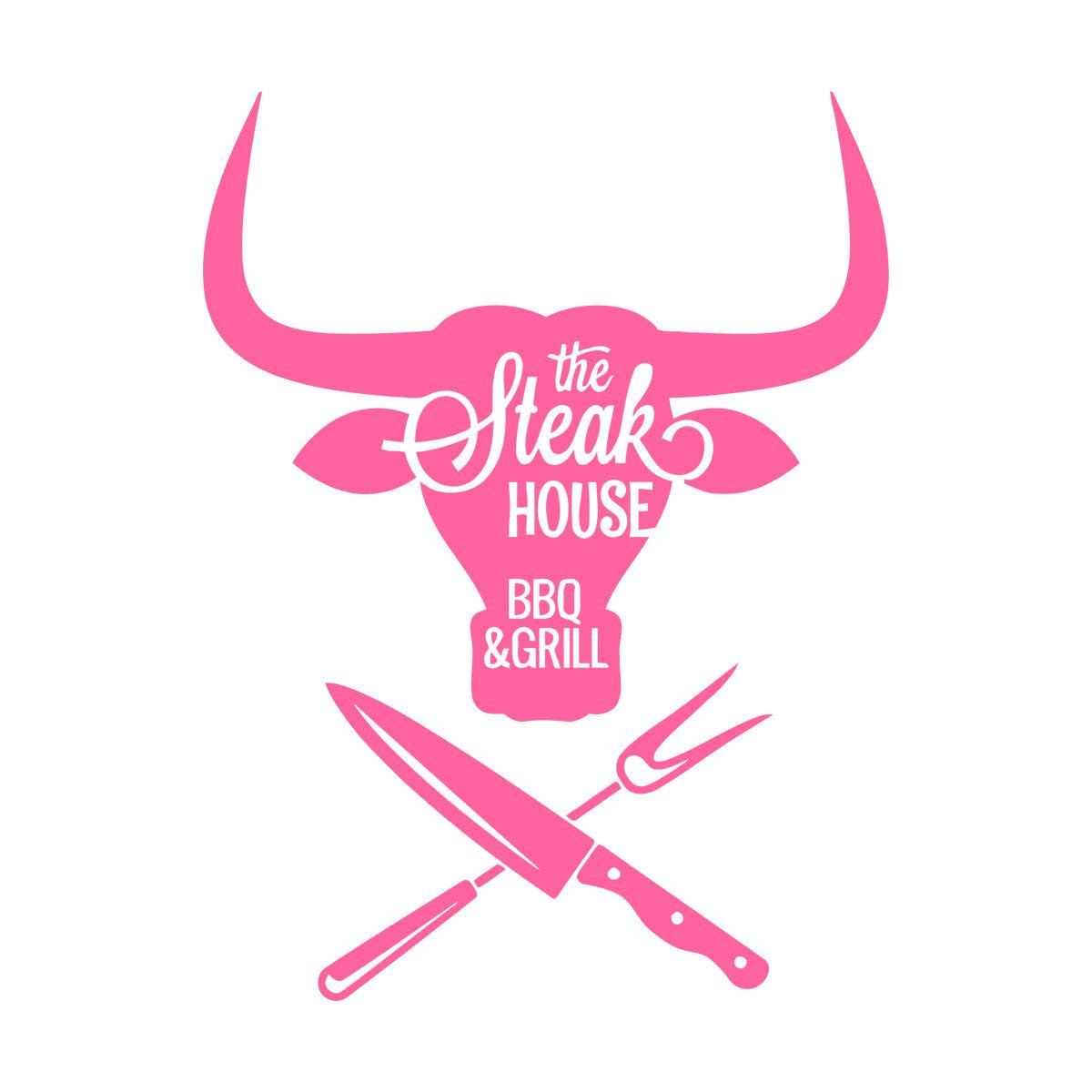 Vinyl Art Sticker BBQ Meat Special Grill Menu Steak House Beef Food 51x67.6cm Self Adhesive Pink