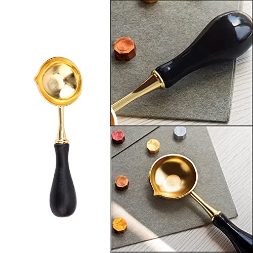 YIUIRUOI 2 Stück Edelstahl Wachsstifte Schmelzlöffel - Retro Wachs Löffel für Wachs Schmelzen, Wachs Siegel Stempel, Umschlag DIY (Schwarz)
