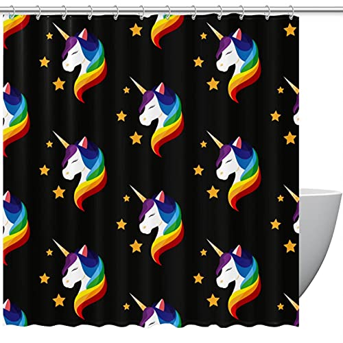 Rideau de douche licorne noir pour éviter les éclaboussures de bain - 2