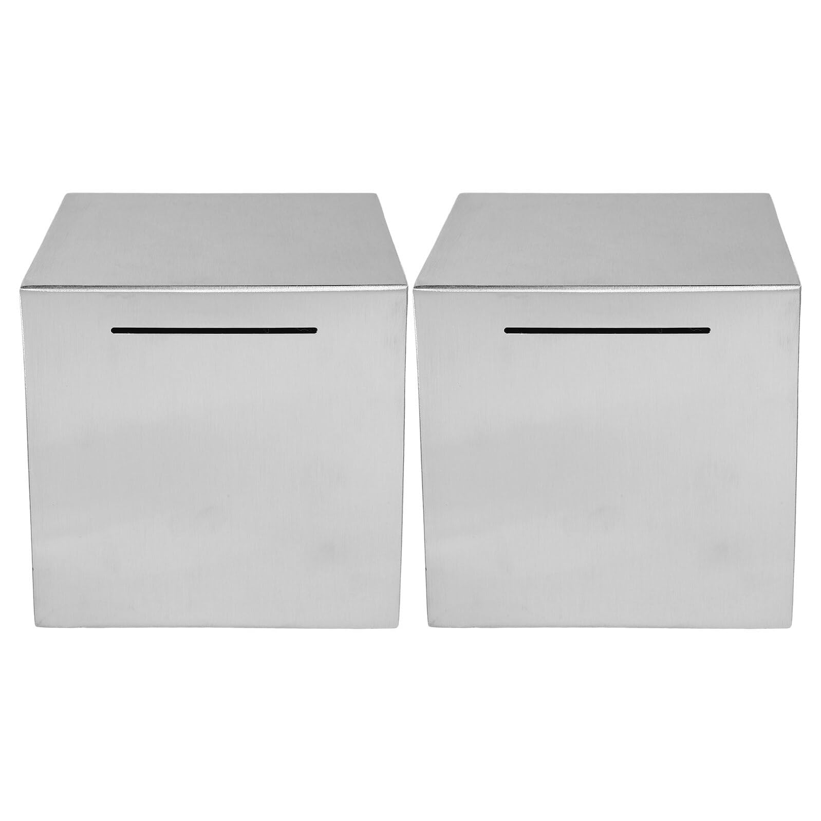 Tirelire en Acier Inoxydable Inviolable 12X12X12 CM Boîte à Monnaie Sécurisée pour Adultes Lot de 2 Rangement Robuste pour Pièces et Billets Usage Maison et Bureau
