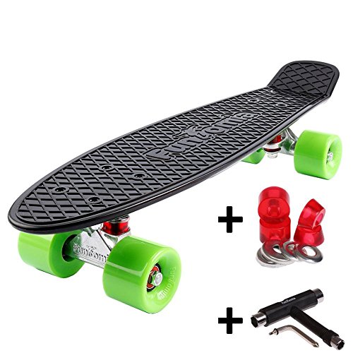 FunTomia Miniboard 57cm Skateboard mit oder ohne LED Leuchtrollen inkl. Alu Truck und Mach1 Abec-11 Kugellager