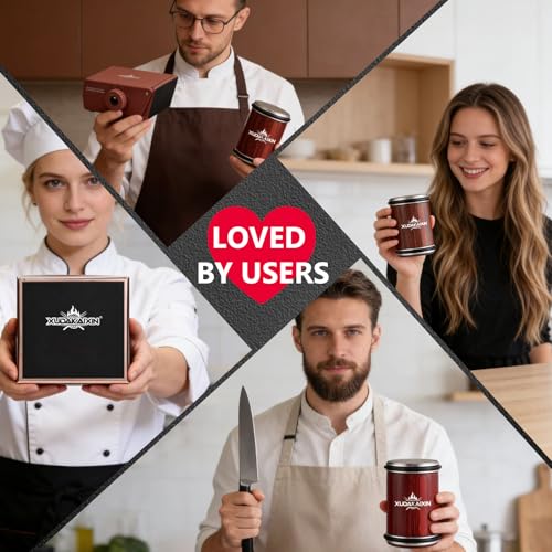 Image of The Innovative Knife Sharpener - Patented Multi-Angle Premium Rolling Knife Sharpener with Extra Replacement Head for Chef's, Fruit, and All Steel Knives (Colorful Wood)