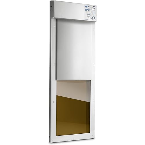 Power Pet Automatic Electronic Pet Door by High Tech Pet - Pet Operated Dog Door, High Security, Air Tight, for Medium Dogs up to 30 lbs. (8¼" X 10" Pet Opening), Door Mount, Easy Install - PX1-Medium