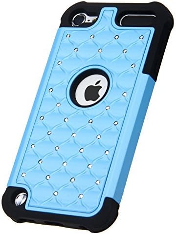iPod Touch 5 / iPod Touch 6, Touch 5 / Touch 6 Case, Style4U Studded Rhinestone Crystal Bling Hybrid Armor Case Cover for Apple iPod Touch 5 / iPod Touch 6 with 1 Stylus [Blue/Black]