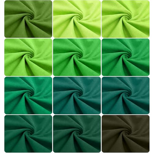 Image of WILLBOND 12 Pcs Large Felt Sheets 37 x 20 Inch 1.2 mm Green Series | Soft Fabric by Yard for DIY Decor, Graduation Gift Sewing, 12 Assorted Colored Felt Sheets for Crafts, Versatile Use