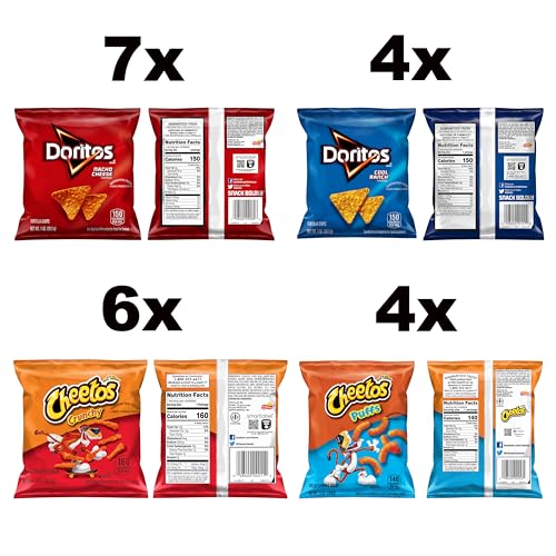 Frito-Lay Doritos & Cheetos Mix Variety Pack, Single Serve Snack Bags (Pack of 21)