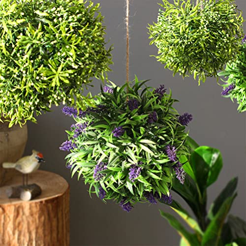 MAGICLULU Lavender Bouquet 30cm Artificial Lavender Ball Artificial Plant Topiary Balls Faux Boxwood Decorative Balls Resistant Artificial Topiary Ball for Backyard Balcony Garden - Image 2