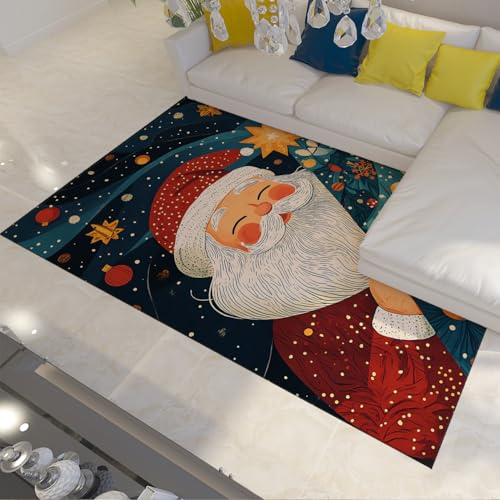 屋内 70x120cm - エリアラグメリークリスマスグリーンプランツとベルパターンダイニング用低パイルフロアマット 客室エントリー洗濯機洗い