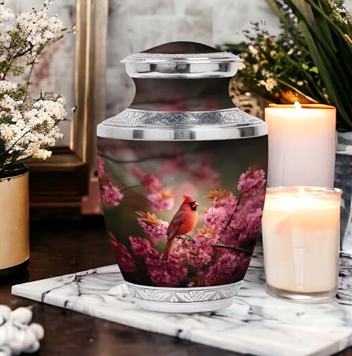 Image of Cardinal Bird Urn Large Urn for Ashes for Women & Men 1 Large & 1 Small | Keepsake Urns for Funeral, Funeral Decorative Ashes